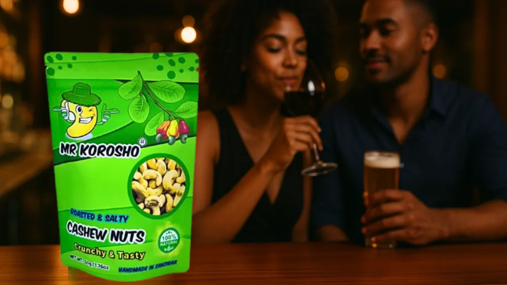 Mr Korosho Roasted and Salty cashews served at a bar